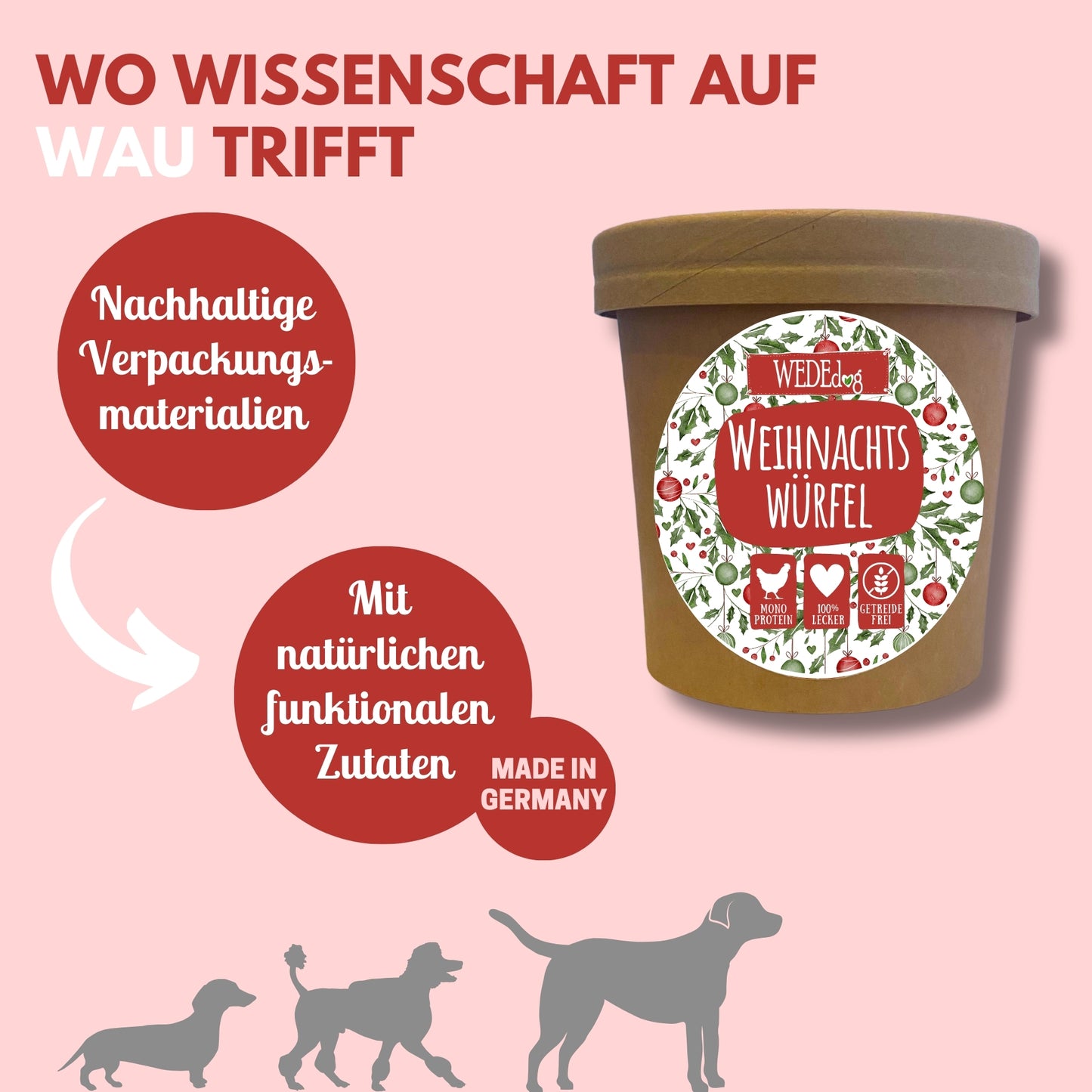 WEDEdog Weihnachtswürfel für Hunde 100g